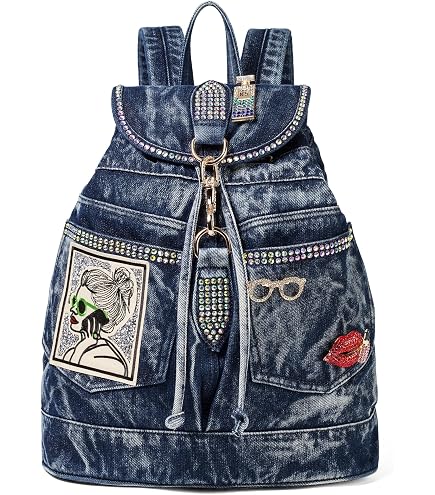 Amazon.com: Washed Denim Fashion Backpacks for Women Trendy Multi